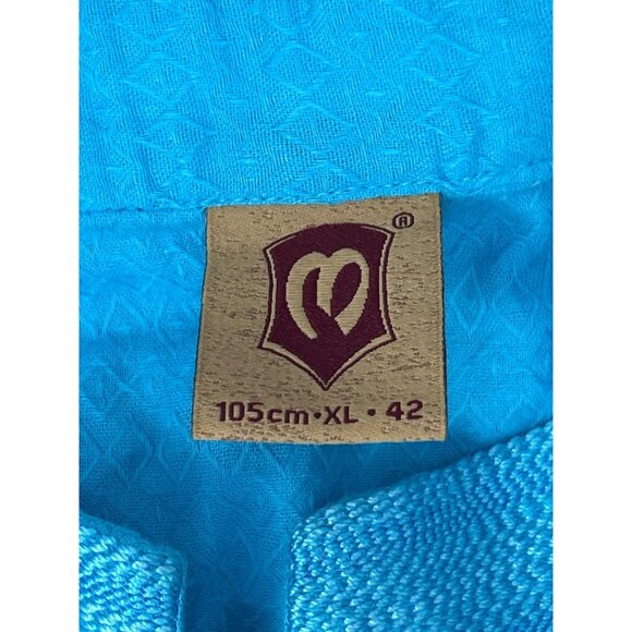 Kaftan Dress Women XL blue Button indian straight kurta kurti tunic mock neck - Picture 7 of 8